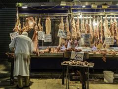 Sheep butcher at Central Market in Athens