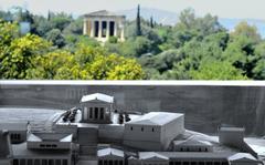 scale model of Athens Agora featuring Temple of Hephaestus and Stoa of Attalus