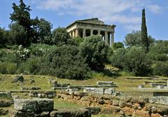 Temple of Hephaestus and agora ruins in Athens, Greece