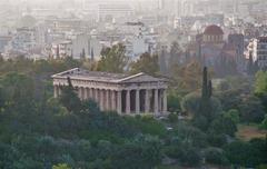 Panoramic view of Athens, Greece with notable historic landmarks