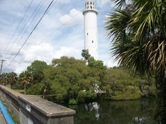 northbound James N. Holmes Bridge over the Hillsborough River in Tampa, Florida with Sulphur Springs Water Tower in view