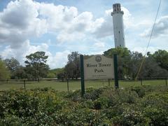 Sign for River Tower Park in Tampa, located at the southeast corner of US BUS 41 and Bird Street