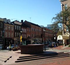 Fell's Point Thames Street in Baltimore with Admiral Fell Inn