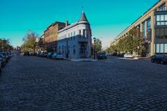 Waterfront buildings and promenade at Fells Point in Baltimore