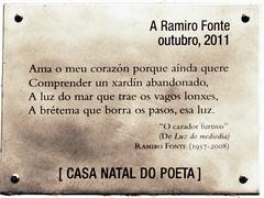 commemorative plaque at the birthplace of Ramiro Fonte in Pontedeume
