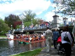 bridge and swan ride in Boston's Public Garden