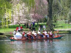 Boston Public Garden Swan Boats on the lagoon