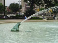 Logan Circle Fountain with frog sculpture in Philadelphia