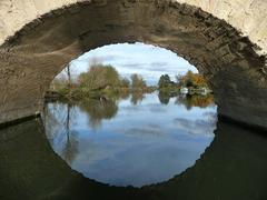 View through Swinford Bridge on the River Thames at Eynsham, Oxfordshire