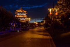 Panoramic view of Xian cityscape with ancient city wall