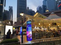 Lau Pa Sat market building illuminated at night in Singapore