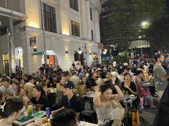 night view of Lau Pa Sat market in Singapore