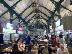 Exterior view of Lau Pa Sat festival market at night