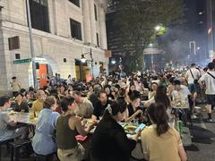 night view of Lau Pa Sat market in Singapore