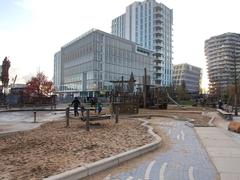 Grasbrookpark in HafenCity Hamburg with new developments in the background