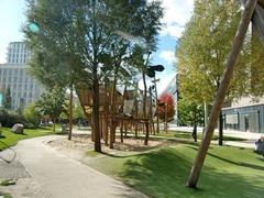 wooden climbing structure at Grasbrookpark