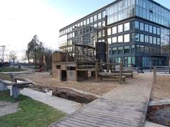 Pirate ship with lookout at Grasbrookpark in HafenCity Hamburg