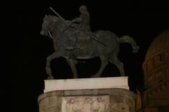 Statue of Gattamelata by Donatello at night