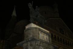 Statue of Gattamelata by Donatello at night