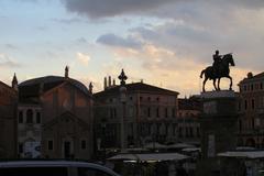 Statue of Gattamelata by Donatello at twilight