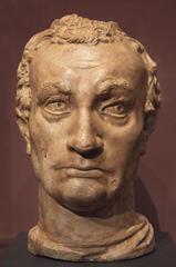 Plaster cast of head of Donatello's Gattamelata on display