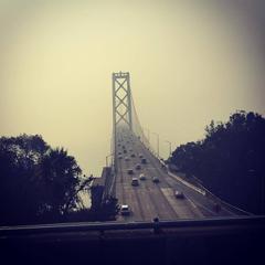 Bay Bridge during Camp Fire 2018 from Treasure Island