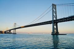 Bay Bridge at sunset with San Francisco skyline