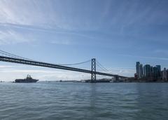 USS Bonhomme Richard under Bay Bridge in San Francisco