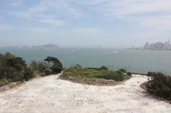 Alcatraz Island with prison buildings in San Francisco Bay