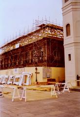 Reconstruction of the Cabildo building in the French Quarter of New Orleans