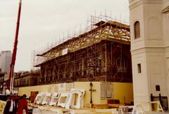 Reconstruction of the Cabildo building in French Quarter, New Orleans