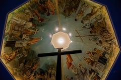 Magellan's Cross in Cebu with a painted ceiling depicting historical events