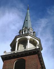 Old South Meeting House steeple in Downtown Crossing, Boston