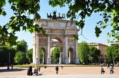 Arch of Peace framed by leaves