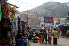 Tiruparankundram Sannthi Street with Murugan temple in the background