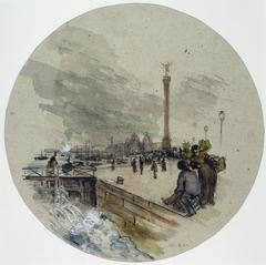 drawing of La Place de la Bastille and the Canal by Frank-Myers Boggs