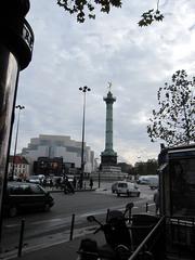 Bastille Square in Paris with opera house and subway entrance