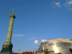 Opera Bastille and Bastille Monument in Paris