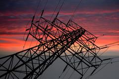 Ontario Hydro Gatineau line Hydro Tower at sunset in Scarborough