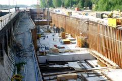 Construction work at the Münster lock on the Dortmund-Ems Canal