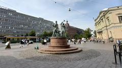 Kolme seppää statue panorama in Helsinki, summer 2022