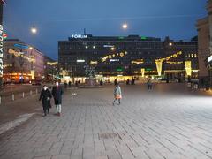 The Three Smiths Square in central Helsinki on a January afternoon