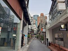 Tianzifang street view with shops and lanterns in Shanghai