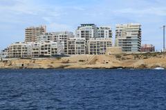 View from Valletta to Fort Tigné and Tigné Point in Sliema