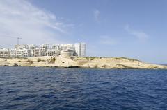 Malta cityscape with seafront harbor