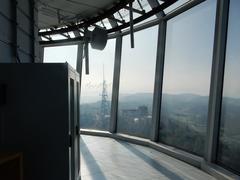 Sendestation Uetliberg with view from the glazed pulpit at a height of 46 meters and Uetliberg observation tower outside