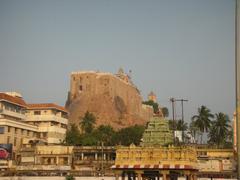 Ancient fort rock formation under clear sky