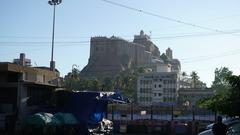 Rockfort near Teppakulam with clear skies