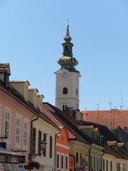 looking towards St Mary's church from Tkalčićeva street in Zagreb