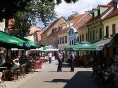 Zagreb cityscape with prominent architectural buildings and greenery